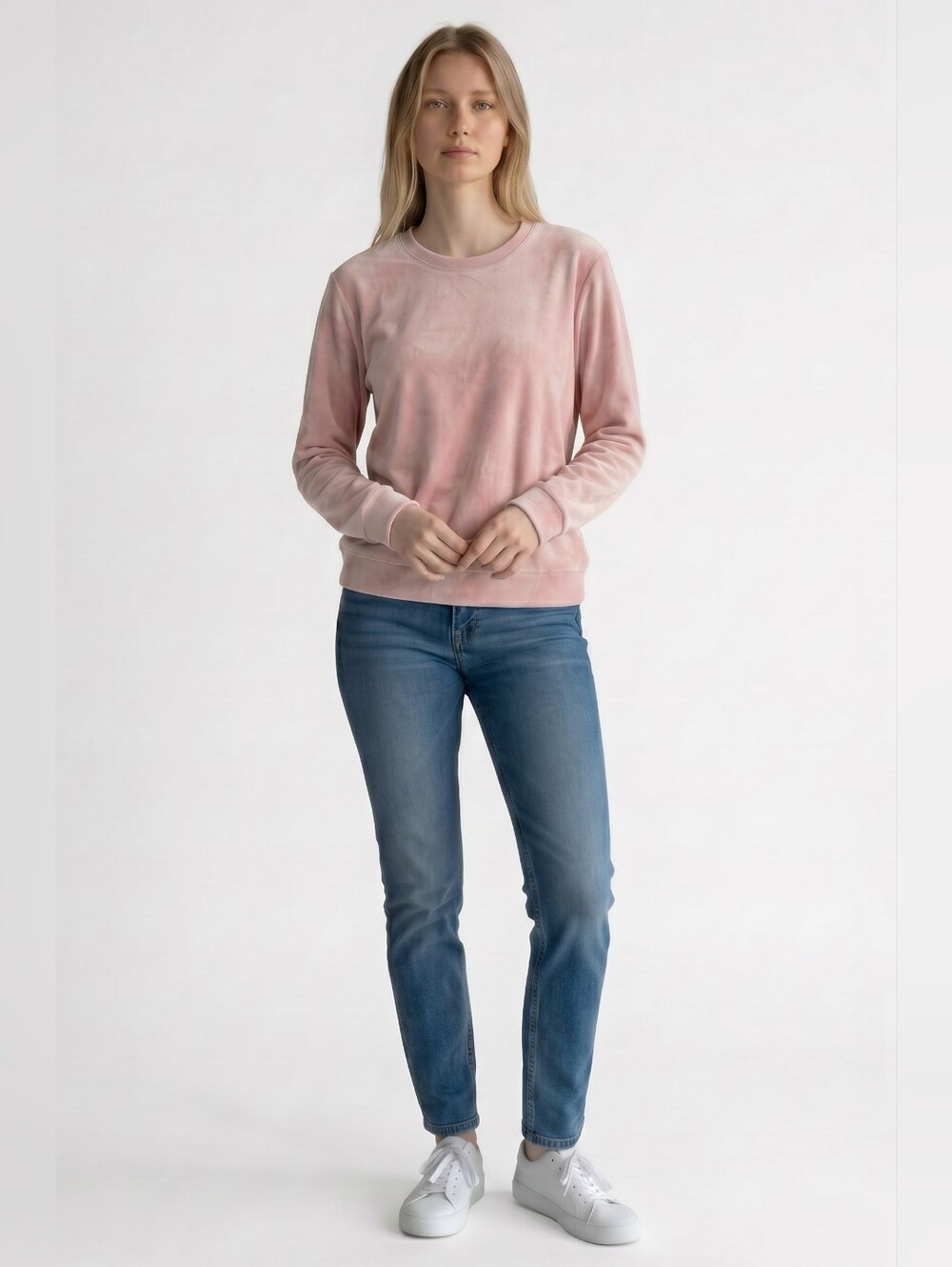 Reiss Sonnie Pink Velvet Velour Crewneck Sweatshirt Size M